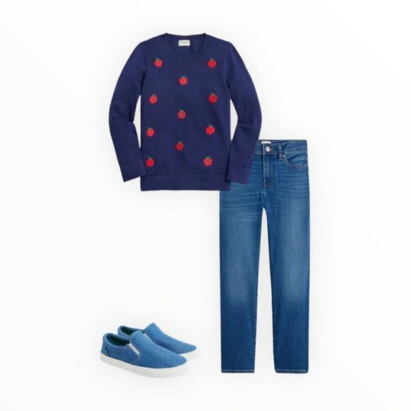 JCREW FACTORY | Navy | APPLE COTTON SWEATER - Picture 6 of 7